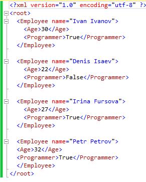 Создание и чтение XML-файла