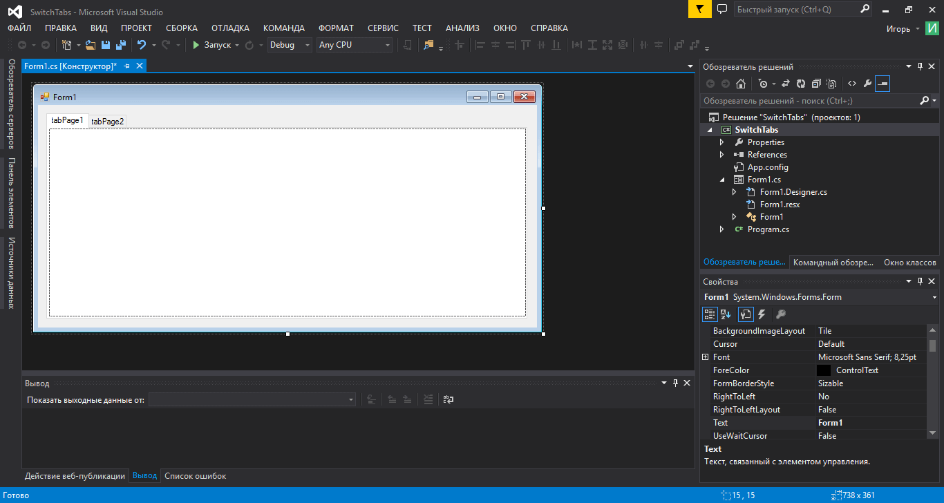 Свойства проекта в visual studio